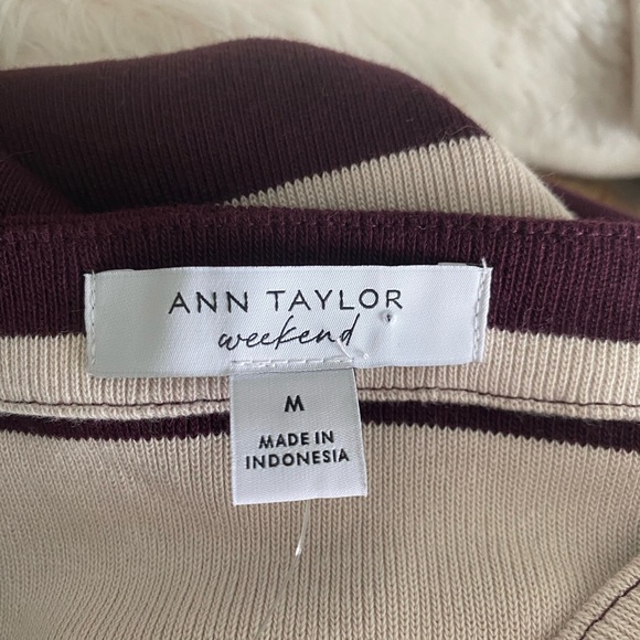 Ann Taylor Weekend Striped Ribbed button Top - Picture 12 of 12
